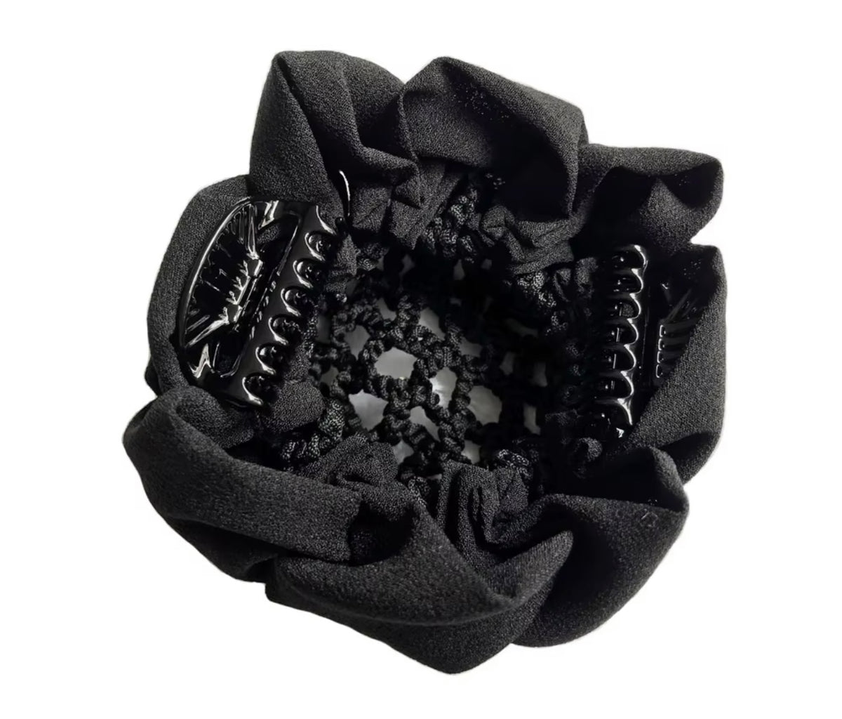 Dressage bun cover with clips