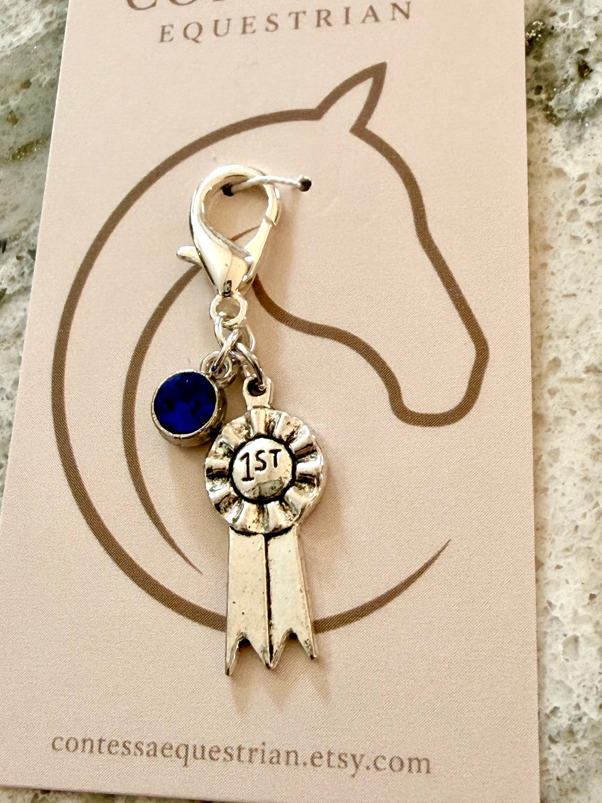 First place ribbon silver charm